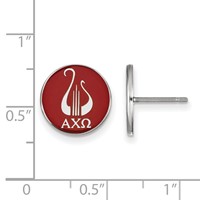 Sterling Silver Rhodium-plated LogoArt Alpha Chi Omega Sorority Symbol Color Enamel Post Earrings view 2