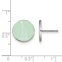 Sterling Silver Rhodium-plated LogoArt Alpha Epsilon Phi Sorority Symbol Color Enamel Post Earrings view 2