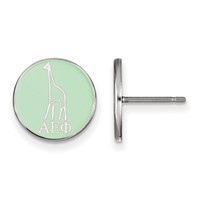 Sterling Silver Rhodium-plated LogoArt Alpha Epsilon Phi Sorority Symbol Color Enamel Post Earrings view 1