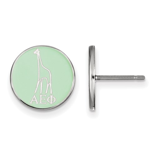 Sterling Silver Rhodium-plated LogoArt Alpha Epsilon Phi Sorority Symbol Color Enamel Post Earrings