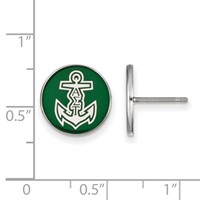 Sterling Silver Rhodium-plated LogoArt Alpha Sigma Tau Sorority Symbol Color Enamel Post Earrings view 2