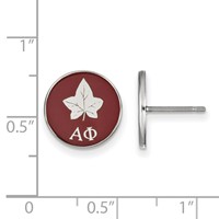 Sterling Silver Rhodium-plated LogoArt Alpha Phi Sorority Symbol Color Enamel Post Earrings view 2