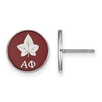 Sterling Silver Rhodium-plated LogoArt Alpha Phi Sorority Symbol Color Enamel Post Earrings view 1