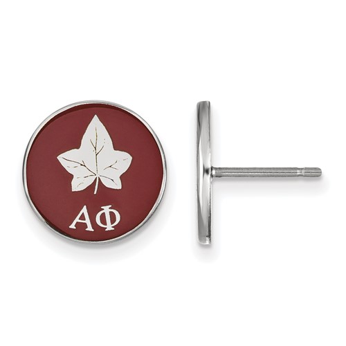 Sterling Silver Rhodium-plated LogoArt Alpha Phi Sorority Symbol Color Enamel Post Earrings