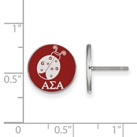 Sterling Silver Rhodium-plated LogoArt Alpha Sigma Alpha Sorority Symbol Color Enamel Post Earrings view 2