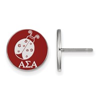 Sterling Silver Rhodium-plated LogoArt Alpha Sigma Alpha Sorority Symbol Color Enamel Post Earrings view 1