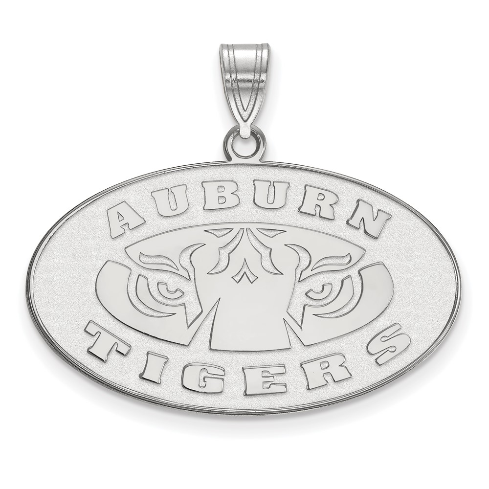 Sterling Silver Rhodium-plated LogoArt Auburn Tigers Large Pendant