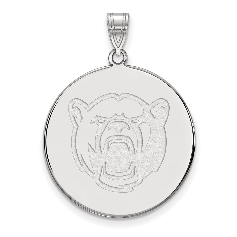 Sterling Silver Rhodium-plated LogoArt Baylor University Extra Large Disc Pendant