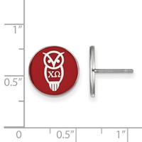 Sterling Silver Rhodium-plated LogoArt Chi Omega Sorority Symbol Color Enamel Post Earrings view 2