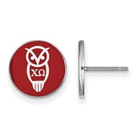 Sterling Silver Rhodium-plated LogoArt Chi Omega Sorority Symbol Color Enamel Post Earrings view 1