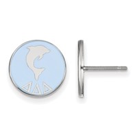 Sterling Silver Rhodium-plated LogoArt Delta Delta Delta Sorority Symbol Color Enamel Post Earrings view 1