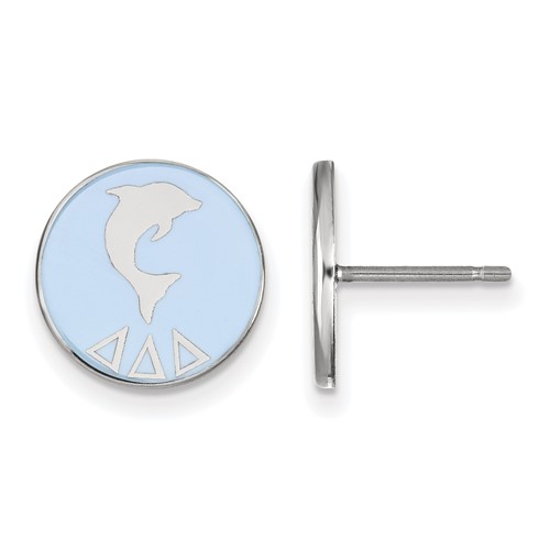 Sterling Silver Rhodium-plated LogoArt Delta Delta Delta Sorority Symbol Color Enamel Post Earrings
