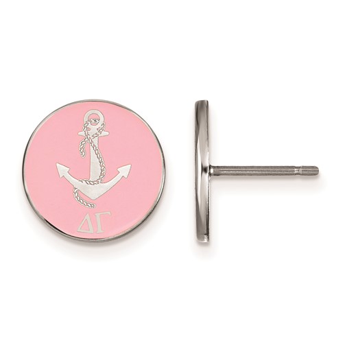 Sterling Silver Rhodium-plated LogoArt Delta Gamma Sorority Symbol Color Enamel Post Earrings