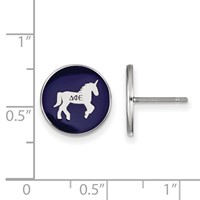 Sterling Silver Rhodium-plated LogoArt Delta Phi Epsilon Sorority Symbol Color Enamel Post Earrings view 2