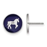 Sterling Silver Rhodium-plated LogoArt Delta Phi Epsilon Sorority Symbol Color Enamel Post Earrings view 1