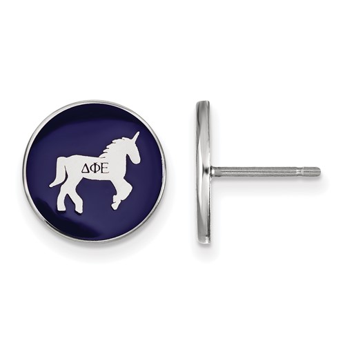 Sterling Silver Rhodium-plated LogoArt Delta Phi Epsilon Sorority Symbol Color Enamel Post Earrings
