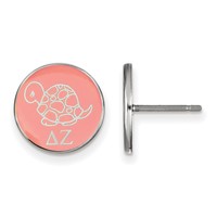 Sterling Silver Rhodium-plated LogoArt Delta Zeta Sorority Symbol Color Enamel Post Earrings view 1