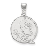 Sterling Silver Rhodium-plated LogoArt Florida State University Seminole Large Pendant view 1