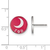 Sterling Silver Rhodium-plated LogoArt Gamma Phi Beta Sorority Symbol Color Enamel Post Earrings view 2