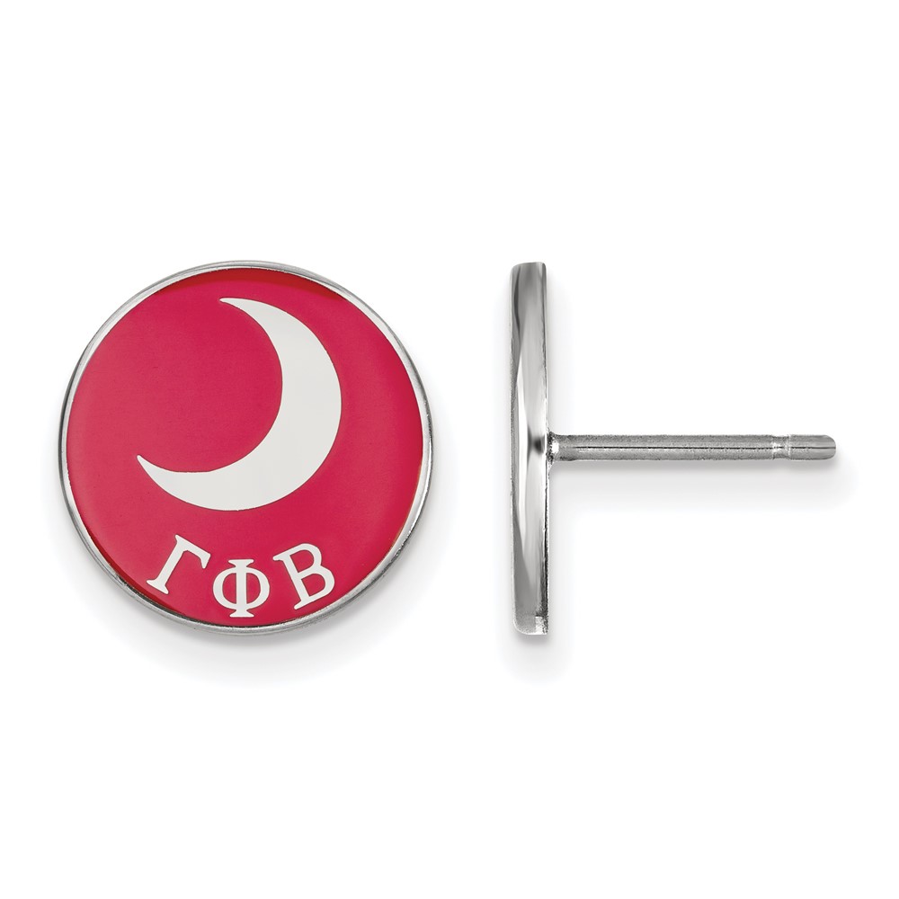 Sterling Silver Rhodium-plated LogoArt Gamma Phi Beta Sorority Symbol Color Enamel Post Earrings