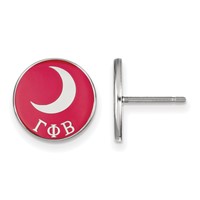 Sterling Silver Rhodium-plated LogoArt Gamma Phi Beta Sorority Symbol Color Enamel Post Earrings view 1
