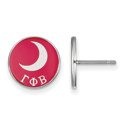 Sterling Silver Rhodium-plated LogoArt Gamma Phi Beta Sorority Symbol Color Enamel Post Earrings