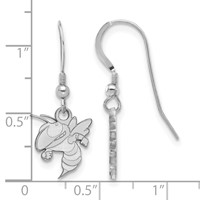 Sterling Silver Rhodium-plated LogoArt Georgia Institute of Technology Yellow Jacket Small Dangle Wire Earrings view 2