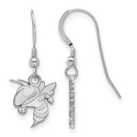Sterling Silver Rhodium-plated LogoArt Georgia Institute of Technology Yellow Jacket Small Dangle Wire Earrings view 1