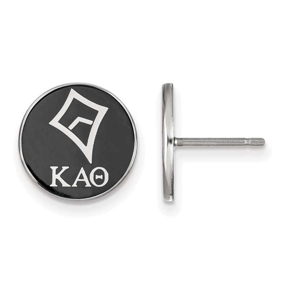 Sterling Silver Rhodium-plated LogoArt Kappa Alpha Theta Sorority Symbol Color Enamel Post Earrings