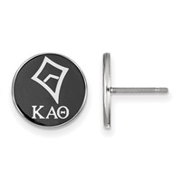 Sterling Silver Rhodium-plated LogoArt Kappa Alpha Theta Sorority Symbol Color Enamel Post Earrings view 1