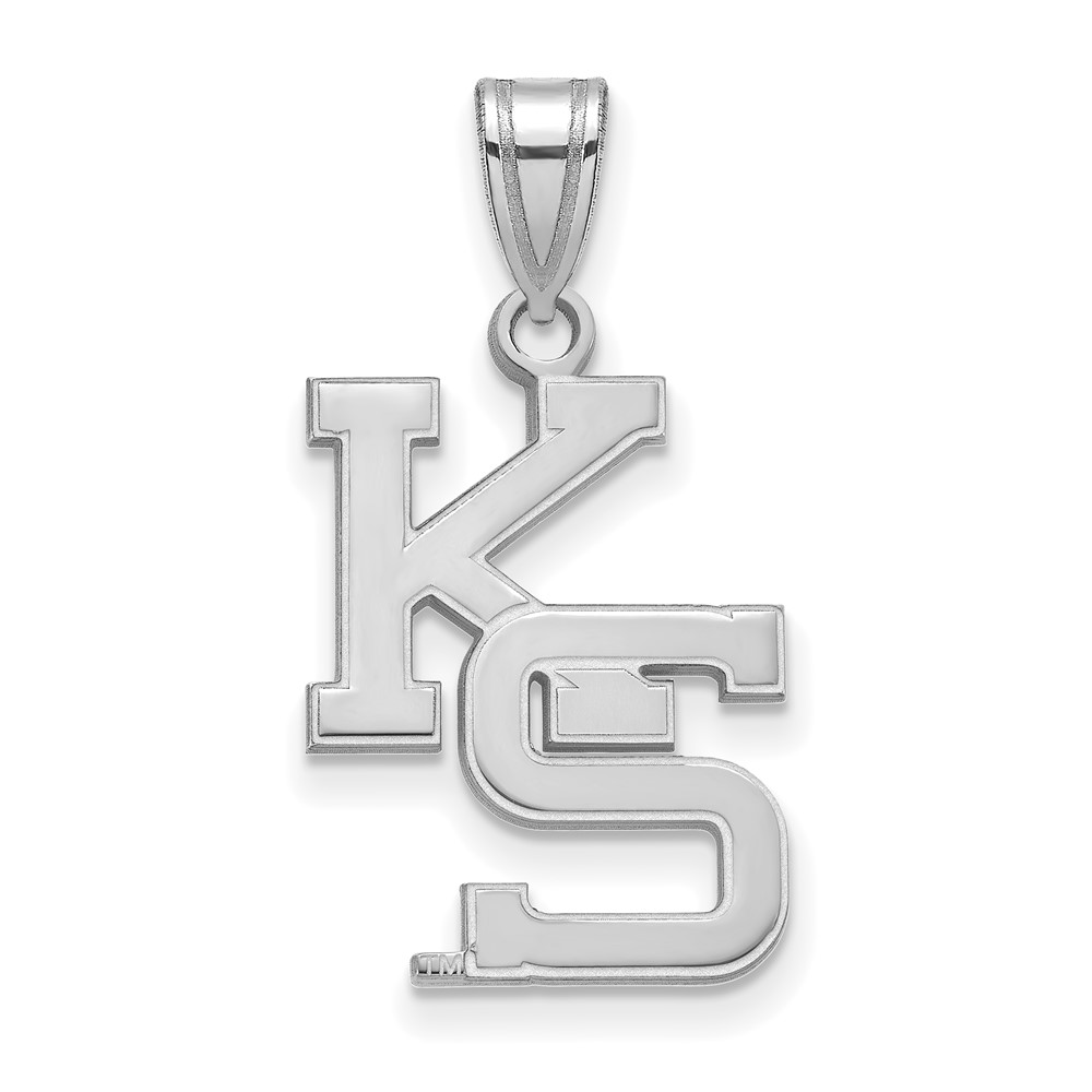 Sterling Silver Rhodium-plated LogoArt Kansas State University K-s Large Pendant