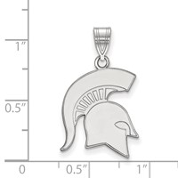 Sterling Silver Rhodium-plated LogoArt Michigan State University Spartan Large Pendant view 2