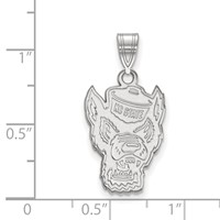 Sterling Silver Rhodium-plated LogoArt North Carolina State University Wolf Large Pendant view 2