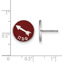 Sterling Silver Rhodium-plated LogoArt Pi Beta Phi Sorority Symbol Color Enamel Post Earrings view 2
