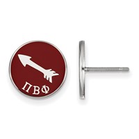 Sterling Silver Rhodium-plated LogoArt Pi Beta Phi Sorority Symbol Color Enamel Post Earrings view 1