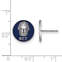 Sterling Silver Rhodium-plated LogoArt Phi Sigma Sigma Sorority Symbol Color Enamel Post Earrings view 2