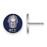 Sterling Silver Rhodium-plated LogoArt Phi Sigma Sigma Sorority Symbol Color Enamel Post Earrings view 1
