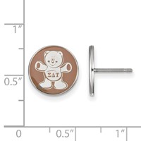 Sterling Silver Rhodium-plated LogoArt Sigma Delta Tau Sorority Symbol Color Enamel Post Earrings view 2