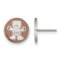 Sterling Silver Rhodium-plated LogoArt Sigma Delta Tau Sorority Symbol Color Enamel Post Earrings view 1