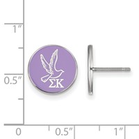 Sterling Silver Rhodium-plated LogoArt Sigma Kappa Sorority Symbol Color Enamel Post Earrings view 2