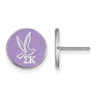 Sterling Silver Rhodium-plated LogoArt Sigma Kappa Sorority Symbol Color Enamel Post Earrings view 1