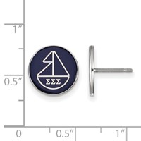 Sterling Silver Rhodium-plated LogoArt Sigma Sigma Sigma Sorority Symbol Color Enamel Post Earrings view 2