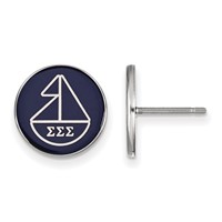Sterling Silver Rhodium-plated LogoArt Sigma Sigma Sigma Sorority Symbol Color Enamel Post Earrings view 1