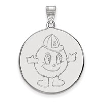 Sterling Silver Rhodium-plated LogoArt Syracuse University Mascot Extra Large Disc Pendant view 1
