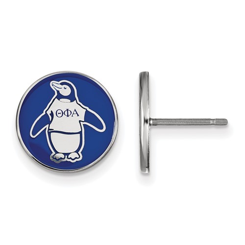 Sterling Silver Rhodium-plated LogoArt Theta Phi Alpha Sorority Symbol Color Enamel Post Earrings