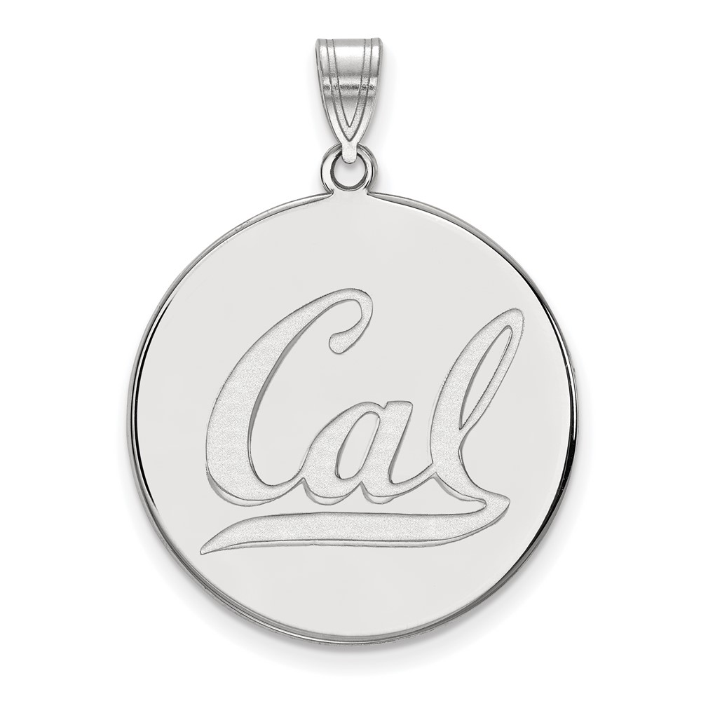 Sterling Silver Rhodium-plated LogoArt University of California Berkeley Extra Large Disc Pendant