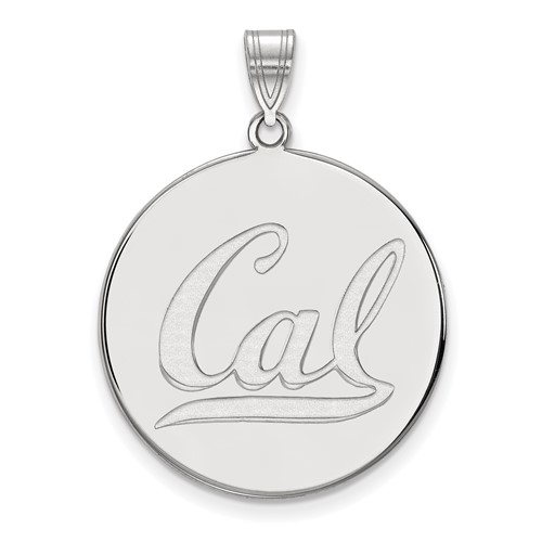 Sterling Silver Rhodium-plated LogoArt University of California Berkeley Extra Large Disc Pendant