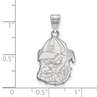 Sterling Silver Rhodium-plated LogoArt University of Georgia Bulldog Large Pendant view 2