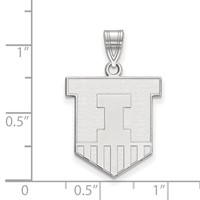 Sterling Silver Rhodium-plated LogoArt University of Illinois Victory Badge Large Pendant view 2