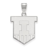 Sterling Silver Rhodium-plated LogoArt University of Illinois Victory Badge Large Pendant view 1
